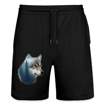 Wolf - Stanley/Stella Trainer Unisex Organic Jogging Shorts - black - Front - Nik (191cm) & Marisol (170cm)