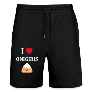 Onigiri japonais - Short de jogging bio TRAINER Stanley/Stella unisexe - noir - Devant - Nik (191cm) & Marisol (170cm)