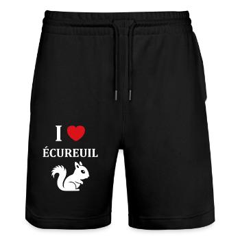 Humour petit écureuil - Short de jogging bio TRAINER Stanley/Stella unisexe - noir - Devant - Nik (191cm) & Marisol (170cm)