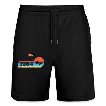 Kitesurf Anniversaire Né en 1964 - Short de jogging bio TRAINER Stanley/Stella unisexe - noir - Devant - Nik (191cm) & Marisol (170cm)
