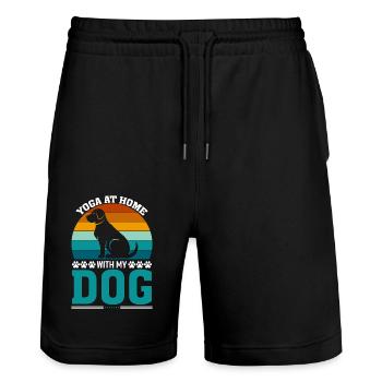 Yoga Zu Hause Mit Meinem Hund - Stanley/Stella Unisex Bio Joggingshorts Trainer  - Schwarz - Vorne - Nik (191cm) & Marisol (170cm)