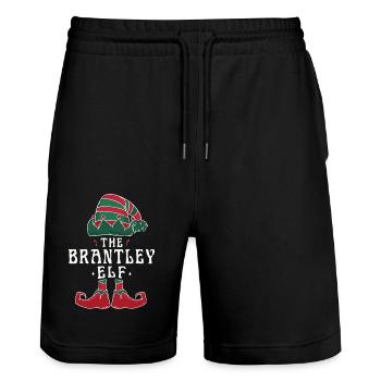Brantley Elf Family Matching Group Christmas Dad - Stanley/Stella Trainer Unisex Organic Jogging Shorts - black - Front - Nik (191cm) & Marisol (170cm)