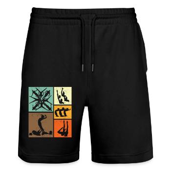 Synchronschwimmen Retro-Vintage-Schwimmer - Stanley/Stella Unisex Bio Joggingshorts Trainer  - Schwarz - Vorne - Nik (191cm) & Marisol (170cm)