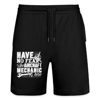 Aircraft Mechanic The Aircraft Mechanic Is Here - Stanley/Stella Trainer Unisex Organic Jogging Shorts - black - Front - Nik (191cm) & Marisol (170cm)