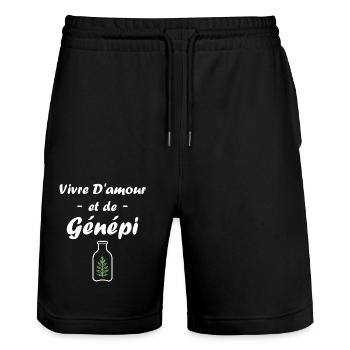 Amour petit génépi - Short de jogging bio TRAINER Stanley/Stella unisexe - noir - Devant - Nik (191cm) & Marisol (170cm)
