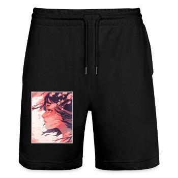 Esthétique japonaise vintage Otaku Anime Girl - Short de jogging bio TRAINER Stanley/Stella unisexe - noir - Devant - Nik (191cm) & Marisol (170cm)