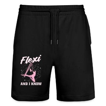 Aerialist Flexi And I Know It Loves Aerial Sports - Stanley/Stella Unisex Bio Joggingshorts Trainer  - Schwarz - Vorne - Nik (191cm) & Marisol (170cm)