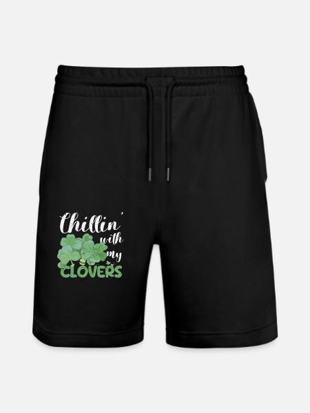 Chillin With My Shamrocks Funny Irish - Stanley/Stella Trainer Unisex Organic Jogging Shorts - black