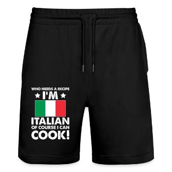 Italienische Küche Koch Koch Ich bin Italiener Natürlich I - Stanley/Stella Unisex Bio Joggingshorts Trainer  - Schwarz - Vorne - Nik (191cm) & Marisol (170cm)