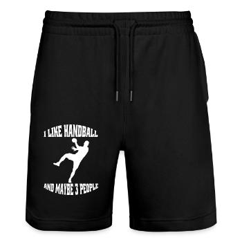 Handball Handballspieler Handballteam Handballfan - Stanley/Stella Unisex Bio Joggingshorts Trainer  - Schwarz - Vorne - Nik (191cm) & Marisol (170cm)