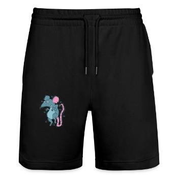 small rat pet rodent - Stanley/Stella Trainer Unisex Organic Jogging Shorts - black - Front - Nik (191cm) & Marisol (170cm)
