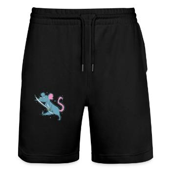 Rat with Sword, Rodent, Nature - Stanley/Stella Trainer Unisex Organic Jogging Shorts - black - Front - Nik (191cm) & Marisol (170cm)