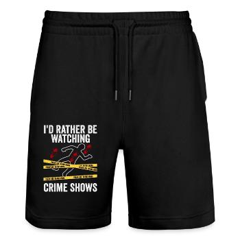 I'd Rather Be Watching Crime Shows Serial Killer M - Stanley/Stella Unisex Bio Joggingshorts Trainer  - Schwarz - Vorne - Nik (191cm) & Marisol (170cm)