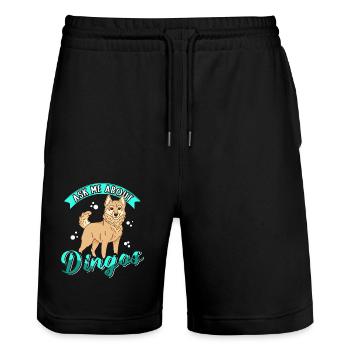 Dingo Australische Dingos Hunde Geschenk - Stanley/Stella Unisex Bio Joggingshorts Trainer  - Schwarz - Vorne - Nik (191cm) & Marisol (170cm)