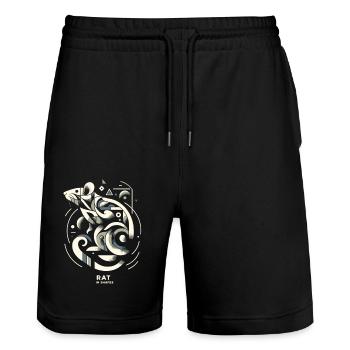 Abstrakte Ratte: Formen und Fantasie - Stanley/Stella Unisex Bio Joggingshorts Trainer  - Schwarz - Vorne - Nik (191cm) & Marisol (170cm)