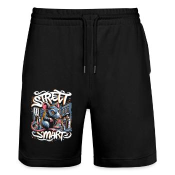 Rat: Graffiti Art - Stanley/Stella Trainer Unisex Organic Jogging Shorts - black - Front - Nik (191cm) & Marisol (170cm)
