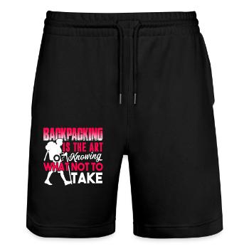 Backpacking Backpacking Is The Art Of Knowing - Stanley/Stella Trainer Unisex Organic Jogging Shorts - black - Front - Nik (191cm) & Marisol (170cm)