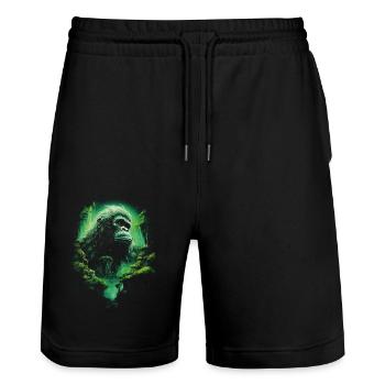 Orangutan Monkey Chimpanzee - Stanley/Stella Trainer Unisex Organic Jogging Shorts - black - Front - Nik (191cm) & Marisol (170cm)
