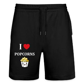 Ich liebe Popcorn - Stanley/Stella Unisex Bio Joggingshorts Trainer  - Schwarz - Vorne - Nik (191cm) & Marisol (170cm)