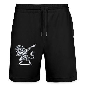 Cool Zebra Dabbing Dance Move Zebra - Stanley/Stella Trainer Unisex Organic Jogging Shorts - black - Front - Nik (191cm) & Marisol (170cm)