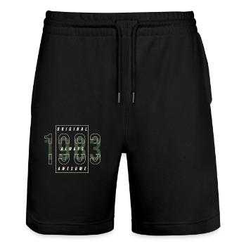 Original 1983 Geburtsjahr Urban Geschenk Jahrgang - Stanley/Stella Unisex Bio Joggingshorts Trainer  - Schwarz - Vorne - Nik (191cm) & Marisol (170cm)