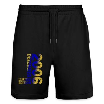 2006 December Limited Edition 17th Birthday Decoration - Stanley/Stella Trainer Unisex Organic Jogging Shorts - black - Front - Nik (191cm) & Marisol (170cm)