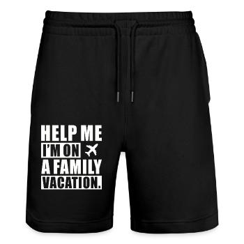 Hilfe, Ich Bin Im Familienurlaub - Stanley/Stella Unisex Bio Joggingshorts Trainer  - Schwarz - Vorne - Nik (191cm) & Marisol (170cm)