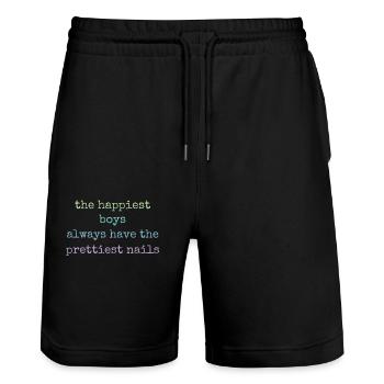 Fröhlichste Jungs Schönste Nägel Nail Tech - Stanley/Stella Unisex Bio Joggingshorts Trainer  - Schwarz - Vorne - Nik (191cm) & Marisol (170cm)