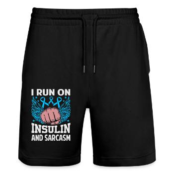 Je cours à l’insuline et au sarcasme - Short de jogging bio TRAINER Stanley/Stella unisexe - noir - Devant - Nik (191cm) & Marisol (170cm)