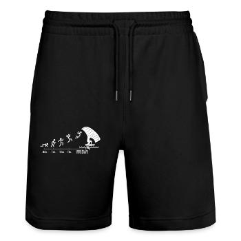 Wingfoil-Surfer Wingfoiling Hydrofoil Wochenende - Stanley/Stella Unisex Bio Joggingshorts Trainer  - Schwarz - Vorne - Nik (191cm) & Marisol (170cm)