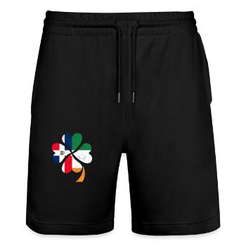 Irish Dominican Flag Ireland Shamrock - Stanley/Stella Trainer Unisex Organic Jogging Shorts - black - Front - Nik (191cm) & Marisol (170cm)
