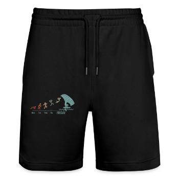 Wingfoil-Surfer Wingfoiling Hydrofoil Wochenende - Stanley/Stella Unisex Bio Joggingshorts Trainer  - Schwarz - Vorne - Nik (191cm) & Marisol (170cm)