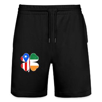 Drapeau portoricain irlandais trèfle d’Irlande - Short de jogging bio TRAINER Stanley/Stella unisexe - noir - Devant - Nik (191cm) & Marisol (170cm)