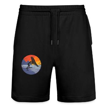 Wingfoil-Surfer Wingfoiling Hydrofoil Kitefoil - Stanley/Stella Unisex Bio Joggingshorts Trainer  - Schwarz - Vorne - Nik (191cm) & Marisol (170cm)