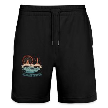 Kirmestester Jahrmarkt Volksfest Rummelplatz - Stanley/Stella Unisex Bio Joggingshorts Trainer  - Schwarz - Vorne - Nik (191cm) & Marisol (170cm)