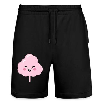 Humour Petite Barbe à papa - Short de jogging bio TRAINER Stanley/Stella unisexe - noir - Devant - Nik (191cm) & Marisol (170cm)
