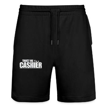 Croyez-moi, je suis caissier dans un supermarché - Short de jogging bio TRAINER Stanley/Stella unisexe - noir - Devant - Nik (191cm) & Marisol (170cm)