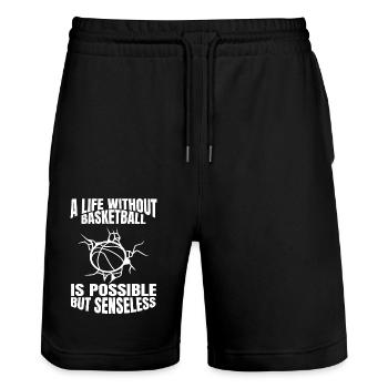 Basketball Basketballspieler Basketballteam - Stanley/Stella Unisex Bio Joggingshorts Trainer  - Schwarz - Vorne - Nik (191cm) & Marisol (170cm)