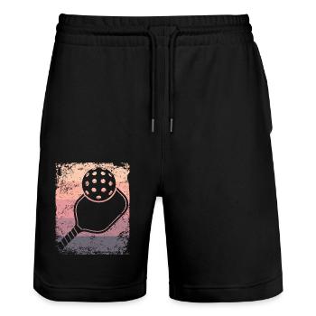 Wiffleball Club Retro Pickleball Team - Stanley/Stella Trainer Unisex Organic Jogging Shorts - black - Front - Nik (191cm) & Marisol (170cm)