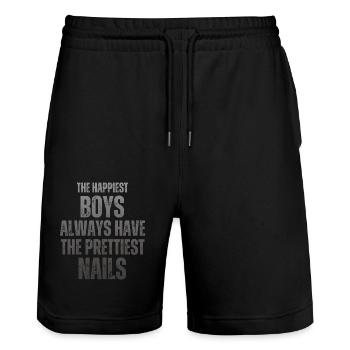 Fröhlichste Jungs Schönste Nägel Nail Tech - Stanley/Stella Unisex Bio Joggingshorts Trainer  - Schwarz - Vorne - Nik (191cm) & Marisol (170cm)