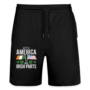 Made in America with Irish parts Ireland - Stanley/Stella Trainer Unisex Organic Jogging Shorts - black - Front - Nik (191cm) & Marisol (170cm)