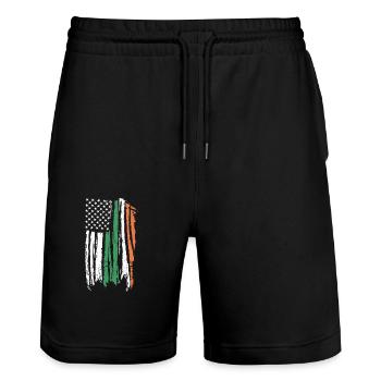Drapeau patriotique irlandais américain Irlande - Short de jogging bio TRAINER Stanley/Stella unisexe - noir - Devant - Nik (191cm) & Marisol (170cm)