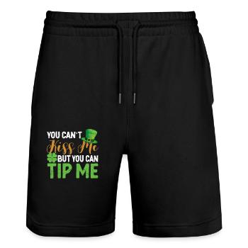 Du kannst mich nicht küssen, aber du kannst - Stanley/Stella Unisex Bio Joggingshorts Trainer  - Schwarz - Vorne - Nik (191cm) & Marisol (170cm)