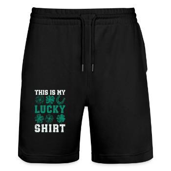 This Is My Lucky Shirt St. Patrick's Day Irish - Stanley/Stella Trainer Unisex Organic Jogging Shorts - black - Front - Nik (191cm) & Marisol (170cm)