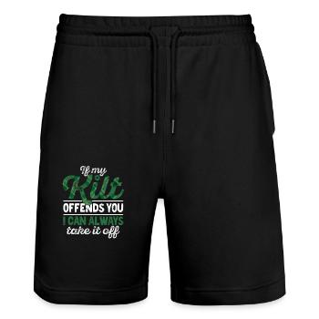 Si mon kilt vous offense, je peux l’enlever à tout moment. - Short de jogging bio TRAINER Stanley/Stella unisexe - noir - Devant - Nik (191cm) & Marisol (170cm)