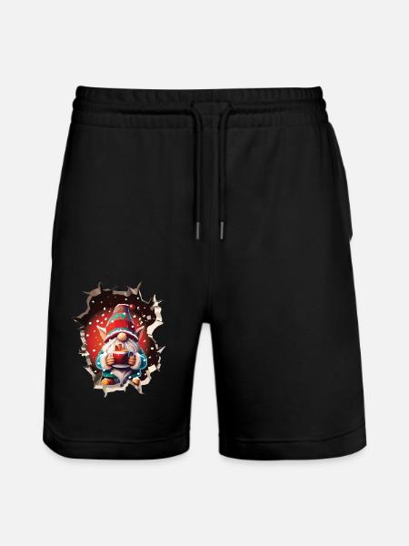 Winter, Christmas, Gnome, Breakthrough, Hole - Stanley/Stella Trainer Unisex Organic Jogging Shorts - black