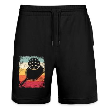 Wiffleball Club Retro Pickleball Team - Stanley/Stella Trainer Unisex Organic Jogging Shorts - black - Front - Nik (191cm) & Marisol (170cm)