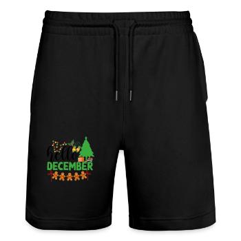 Hello December - Stanley/Stella Unisex Bio Joggingshorts Trainer  - Schwarz - Vorne - Nik (191cm) & Marisol (170cm)