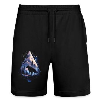 Majestätischer Wolf Wölfe - Stanley/Stella Unisex Bio Joggingshorts Trainer  - Schwarz - Vorne - Nik (191cm) & Marisol (170cm)