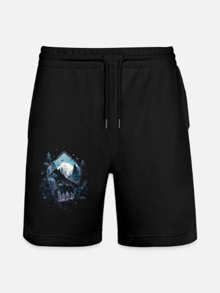 Majestic Wolf Wolves - Stanley/Stella Trainer Unisex Organic Jogging Shorts - black